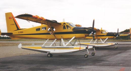 
Ontario Ministry of Natural Resources deHavilland DHC-2 Mk 3 Turbo Beavers on amphib floats in Dryden, Ontario in 1995