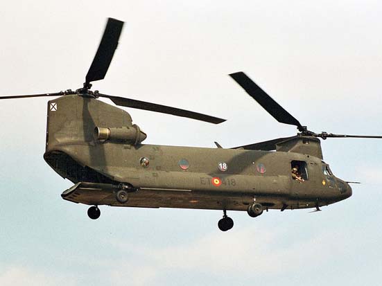 
The CH-47 Chinook uses tandem rotors