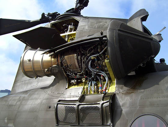
Turboshaft engine on the rear of a CH-47