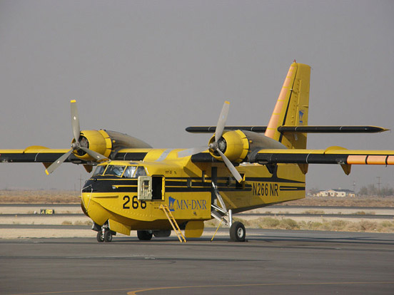 
One of Minnesota DNR's Scoopers. The department lent the aircraft to the effort to fight the California wildfires of October 2007, and it is seen here at Fox Field