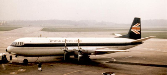 
V953C Merchantman of British Airways Cargo at Manchester in 1978