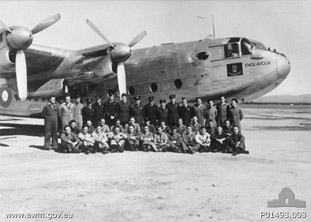 
Members of the Governor-General's Flight in front of the Vice-Regal Avro York aircraft in June 1945