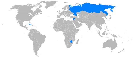 
Countries with airline orders for the Il-96