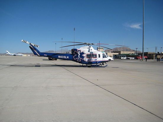 
A Mercy Air Bell 412 at Victorville Airport