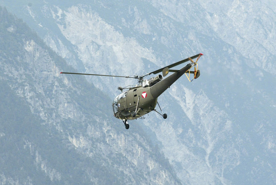 
Austrian Alouette III over the Alps
