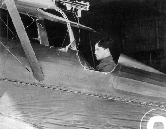 
Albert Ball in the cockpit of his S.E.5