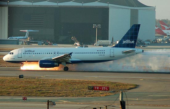 
The A320 nose gear malfunction of JetBlue Airways Flight 292 at Los Angeles International Airport.