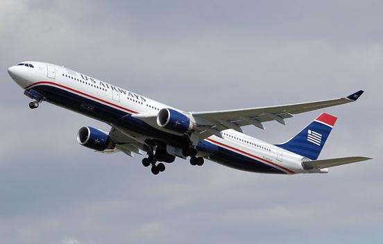 
US Airways A330-300 taking off from London.