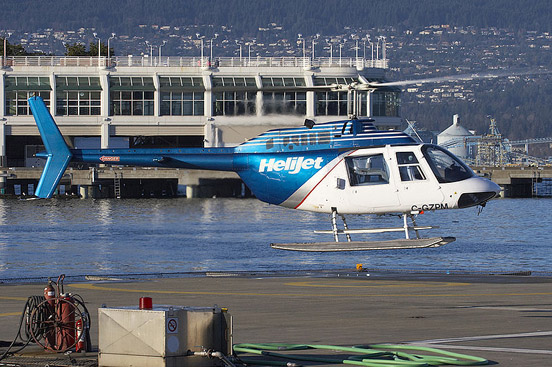 
Bell 206B JetRanger taking off from Vancouver Harbour HeliJet pad.