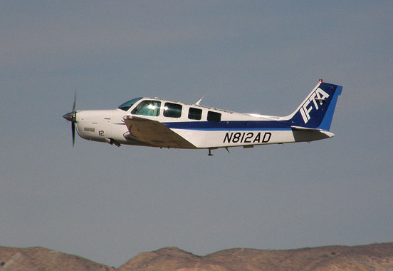
One of IFTA's A36 Bonanzas takes off from Mojave Airport