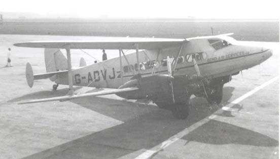 
DH.86B G-ADVJ of charter airline Bond Air Services at Liverpool (Speke) Airport in March 1950