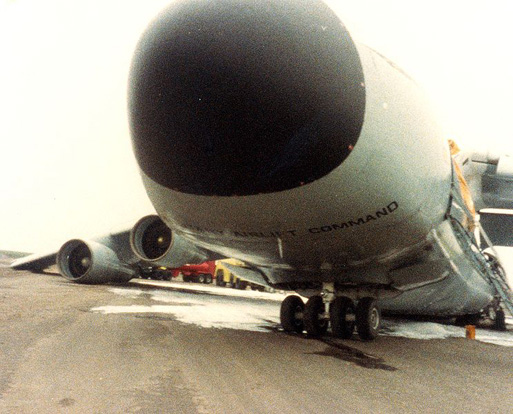 
C-5A after crash landing at Shemya AFB, AK, July 1983.