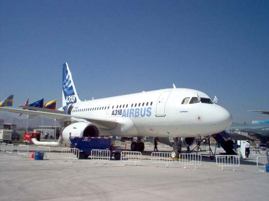 
The Airbus A318, in Airbus's corporate livery in FIDAE in Santiago de Chile.