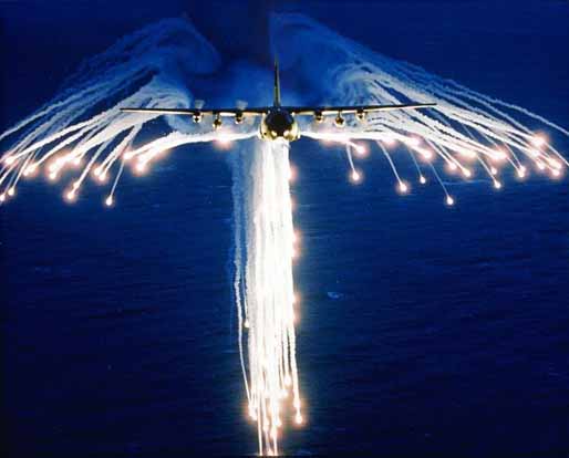 
A Hercules deploying flares, sometimes referred as to Angel Flares due to the characteristic shape