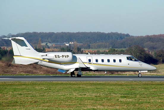 
Learjet 60 lands at London Luton Airport, England