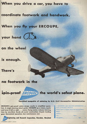  In February 1946, ERCO ran this full page ad for the Ercoupe