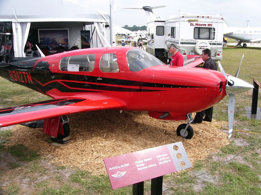 
The prototype Mooney M20TN Acclaim N312TN on display at the Mooney Aircraft booth at Sun 'n Fun 2006
