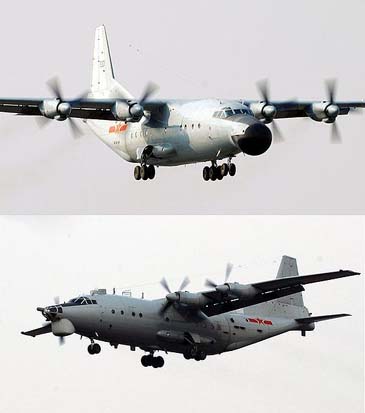 
Y-8J Skymaster airborne early warning aircraft (top), Y-8X maritime patrol aircraft (below).