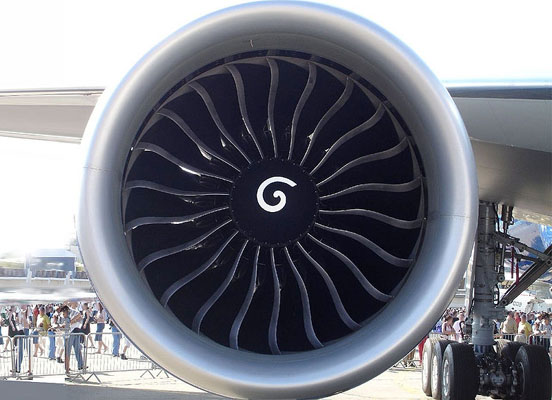
A GE90-110B engine mounted on a 777-200LR