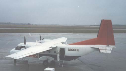 
CASA C-212-200 of Northwest Airlink on scheduled flight at Flint, Michigan, in April 1986
