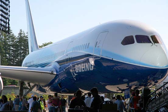 
The first 787 Dreamliner at Boeing's Everett plant.