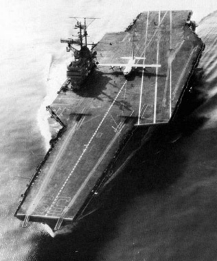 
C-130 Hercules performing takeoffs and landings aboard the aircraft carrier USS Forrestal (CVA-59) in 1963. This aircraft is currently on display at the National Museum of Naval Aviation.