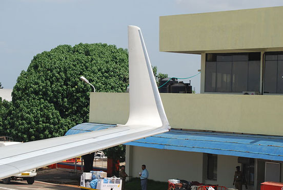 
A blended winglet of a 737-800