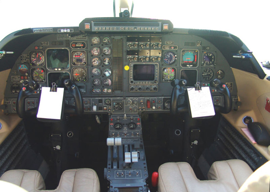 
Cockpit and instrument panel aboard a P.180 Avanti.
