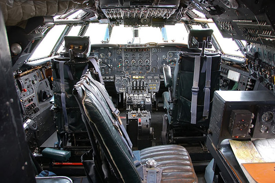 
The cockpit of the Bristol Britannia 312 G-AOVT