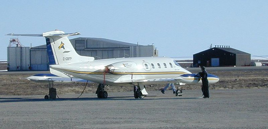 
Learjet 25 (C-GBFP) registered to Adlair Aviation at Cambridge Bay Airport, Nunavut, Canada. This aircraft is fully equipped for medevac flights.