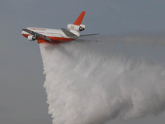 
The 10 Tanker during a water drop demonstration