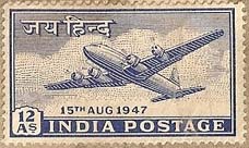 
The Douglas DC-4 aircraft, is portrayed in one of the first stamps of independent India in 1947. This stamp was meant for foreign airmail.