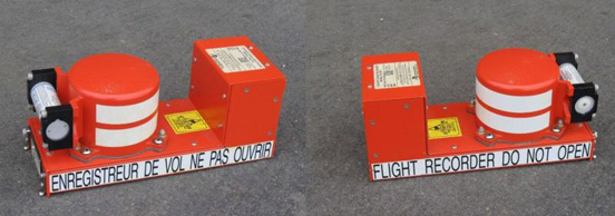 
Both side views of a cockpit voice recorder, one type of flight recorder