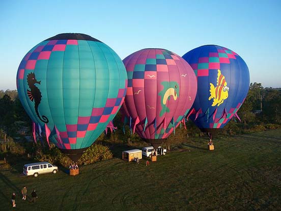 
Three balloons prepare for liftoff in Orlando, Florida.