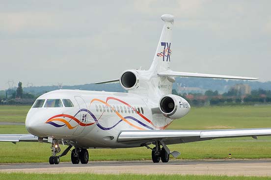 
A Dassault Falcon 7X, the first business jet with digital fly-by-wire controls
