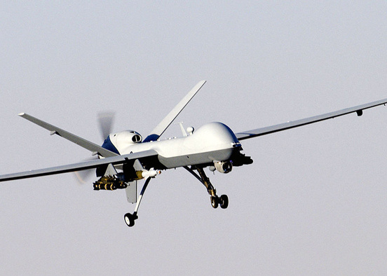 
A MQ-9 Reaper, a hunter-killer surveillance UAV used by the United States Armed Forces and British Armed Forces, especially in Iraq and Afghanistan.