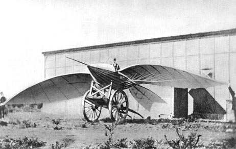 
Jean-Marie Le Bris and his flying machine, Albatros II, 1868.