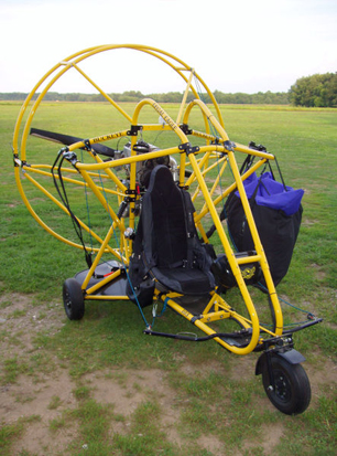 
A powered parachute with its wing stowed.