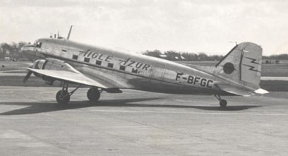 
Douglas C-47B of Aigle Azur (France) in 1953, fitted with a ventral Turbomeca Palas booster jet for hot and high operations.