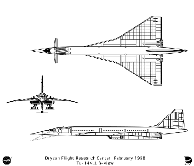 
Orthographically projected diagram of the Tu-144LL