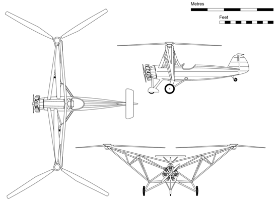 
Orthographic projection of the Fw 61 V2