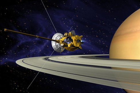 
Artist's conception of Cassini-Huygens as it enters Saturn's orbit