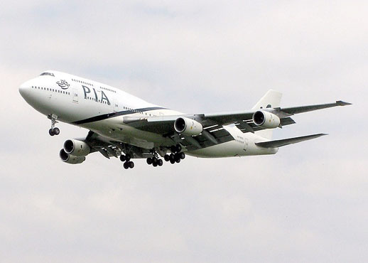 
Pakistan International Airlines (PIA) 747-300 on final approach to London Heathrow Airport