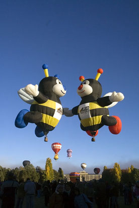 
Hot air balloons shaped as bees