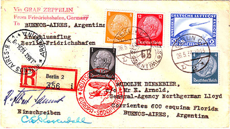
Cover carried on the First 1934 South America Flight of the 10 flown that season.