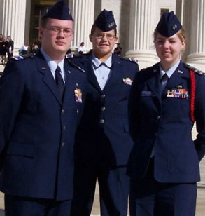 
CAP Cadet Officers in Air Force-style service dress uniforms in 2004