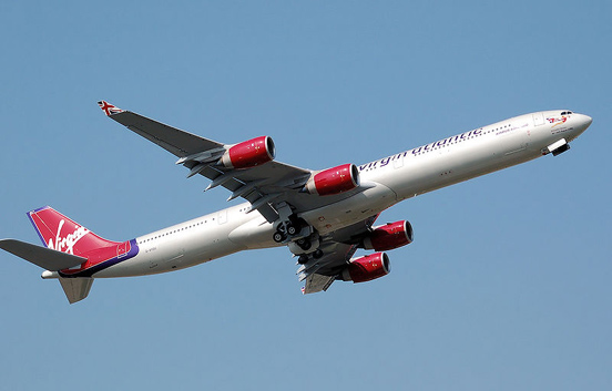 
An Airbus A340-600 of Virgin Atlantic Airways. In October 2008, Virgin Atlantic offered to combine its operations with BMI in an effort to reduce operating costs.