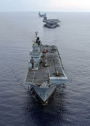 
From foreground to background: HMS Illustrious, USS Harry S. Truman, and USS Dwight D. Eisenhower