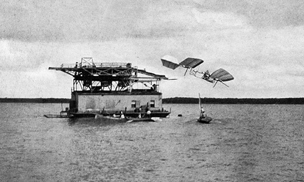 
First failure of the manned Aerodrome, Potomac River, Oct. 7, 1903