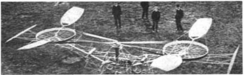 
Paul Cornu's helicopter, built in 1907, was the first flying machine to have risen from the ground using rotating wings instead of fixed wings.